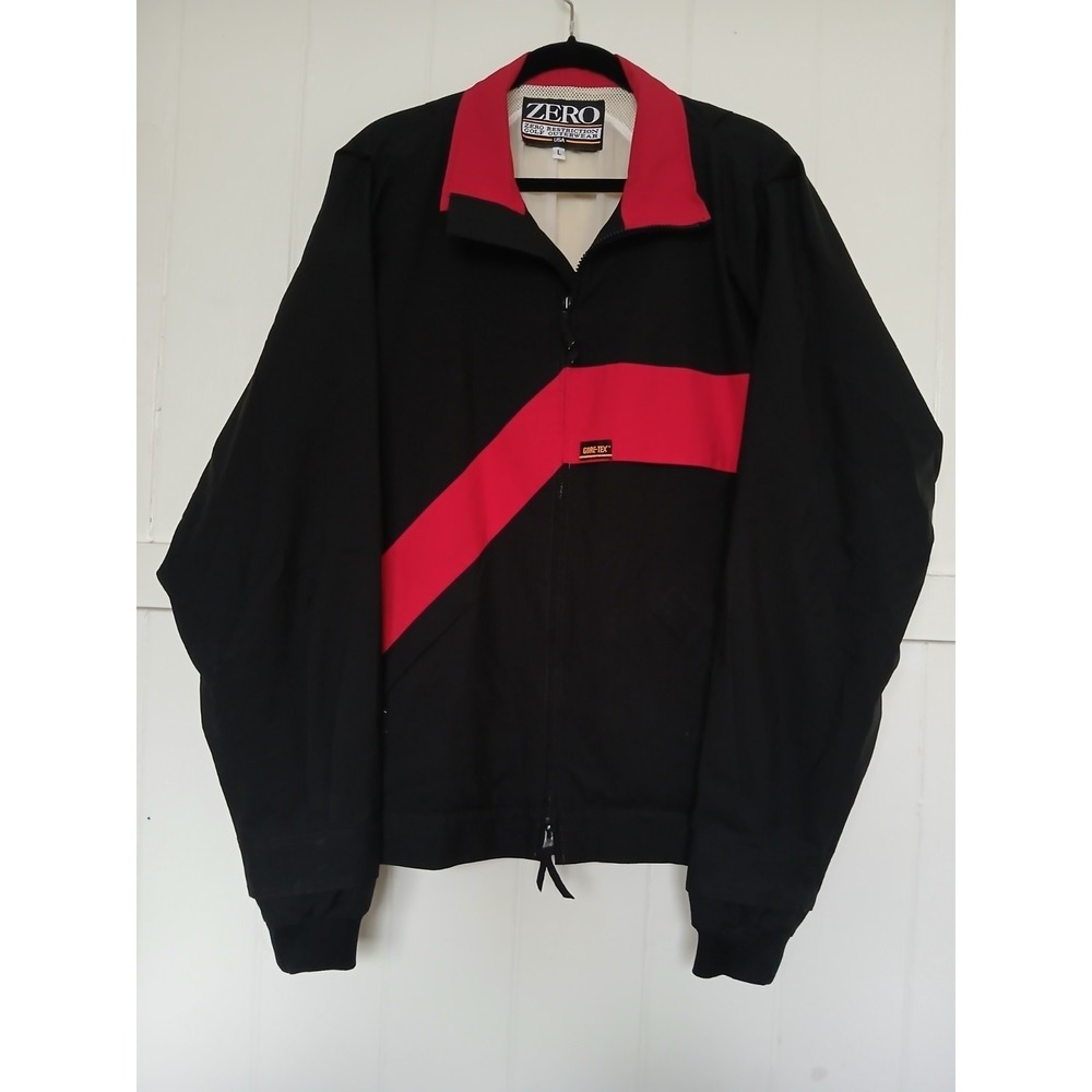 Vintage Zero Restriction Gore Tex Full Zip‎ Golf Jacket Mens L Black Red Stripe